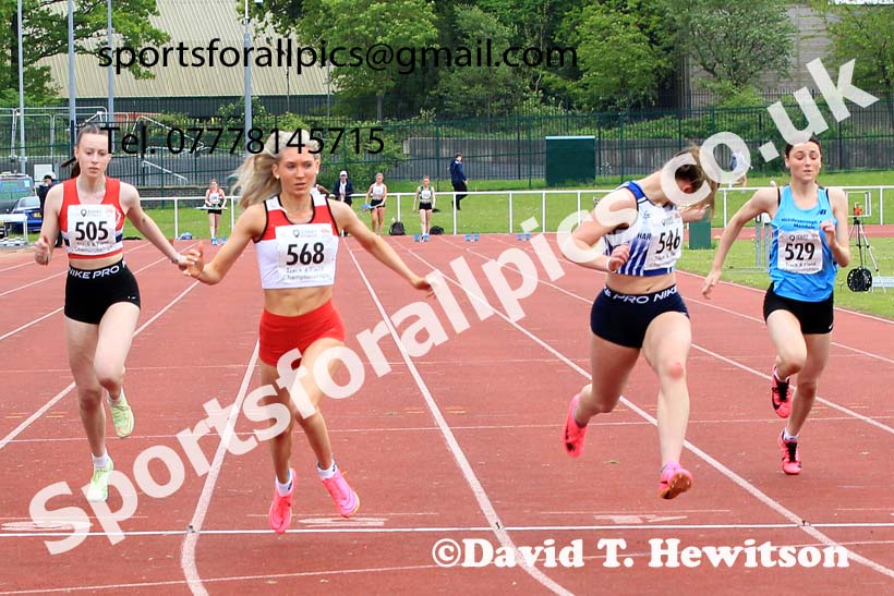 Womens Under-17s 100 metres, 2023 North Eastern Track and Field Champs., Middlesbrough Sports Village, Middlesbrough. Photo: David T. Hewitson/Sports for All Pics
